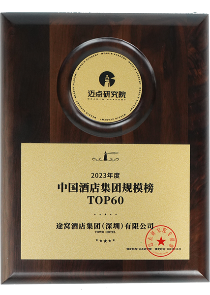2023年度中国酒店集团规模榜TOP60